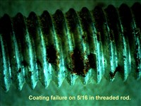 26) Zinc Coating Defects - New threaded rod was stored in a very damp location for a long time and defects in the coating have become evident. A perfect coating is difficult to create.